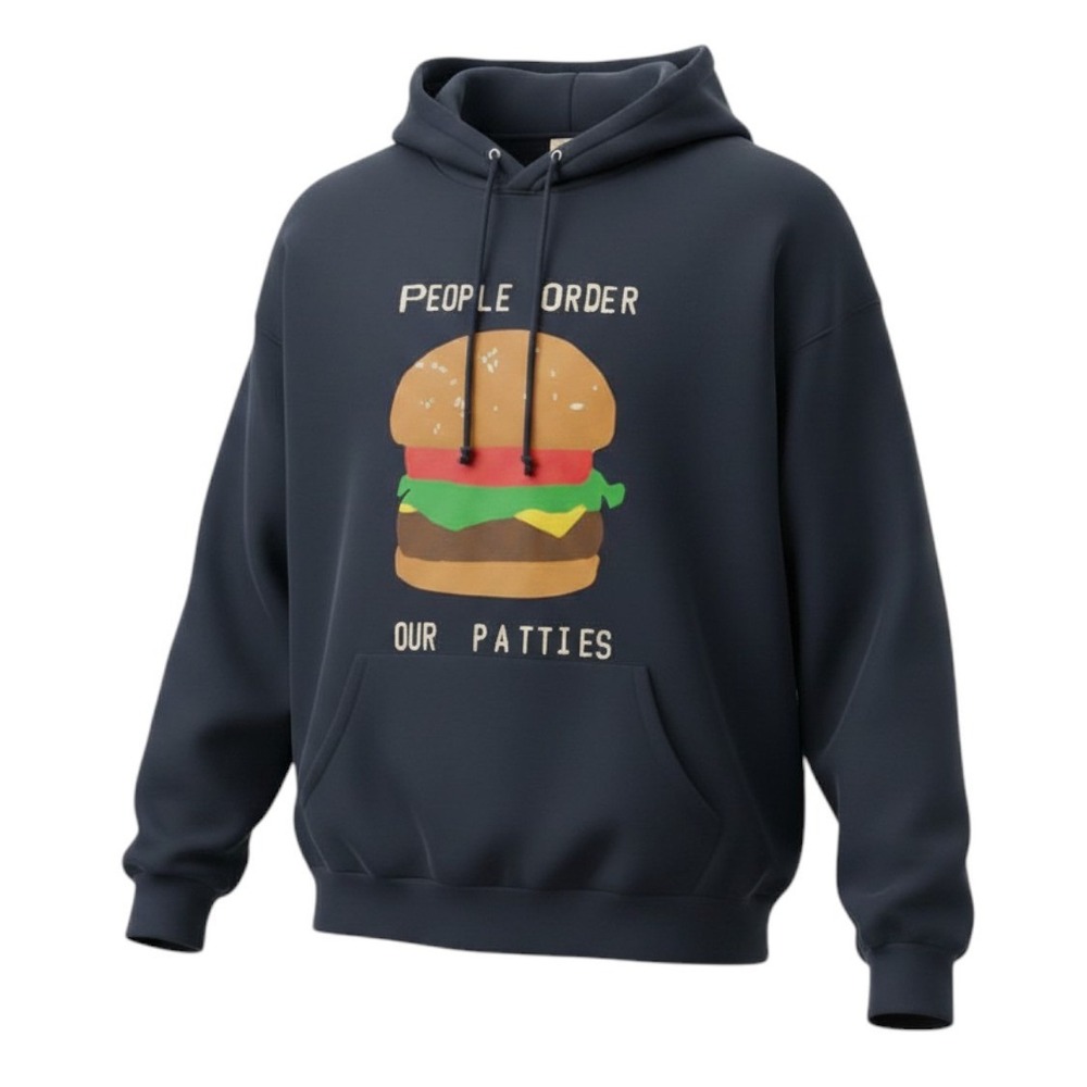 CPFM SpongeBob Krusty Krab Hoodie Mens‎ XL Navy Blue Excellent Puff Print Street
